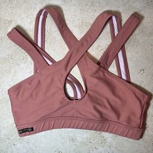 Neuapparel Women's Sports Bra Size Medium Strappy Cross-Strap Toasted Almond Tan